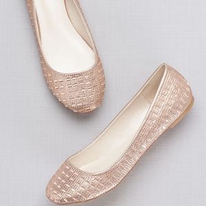David S Bridal Shoes Rose Gold Studded Flats Poshmark
